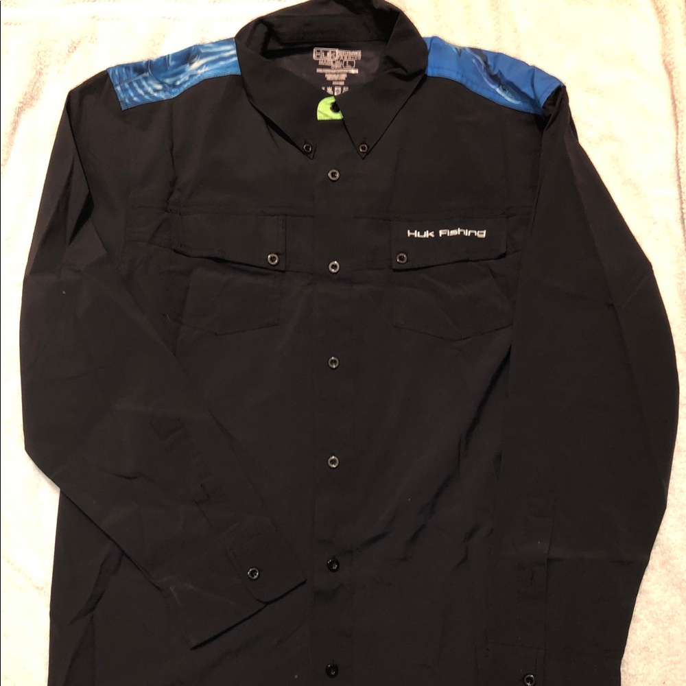 Black Huk fishing Long Sleeve, Men’s Large
